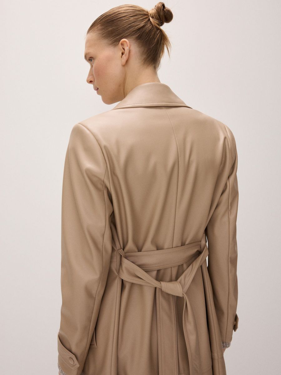 Steppmantel kunstleder beige Clearance