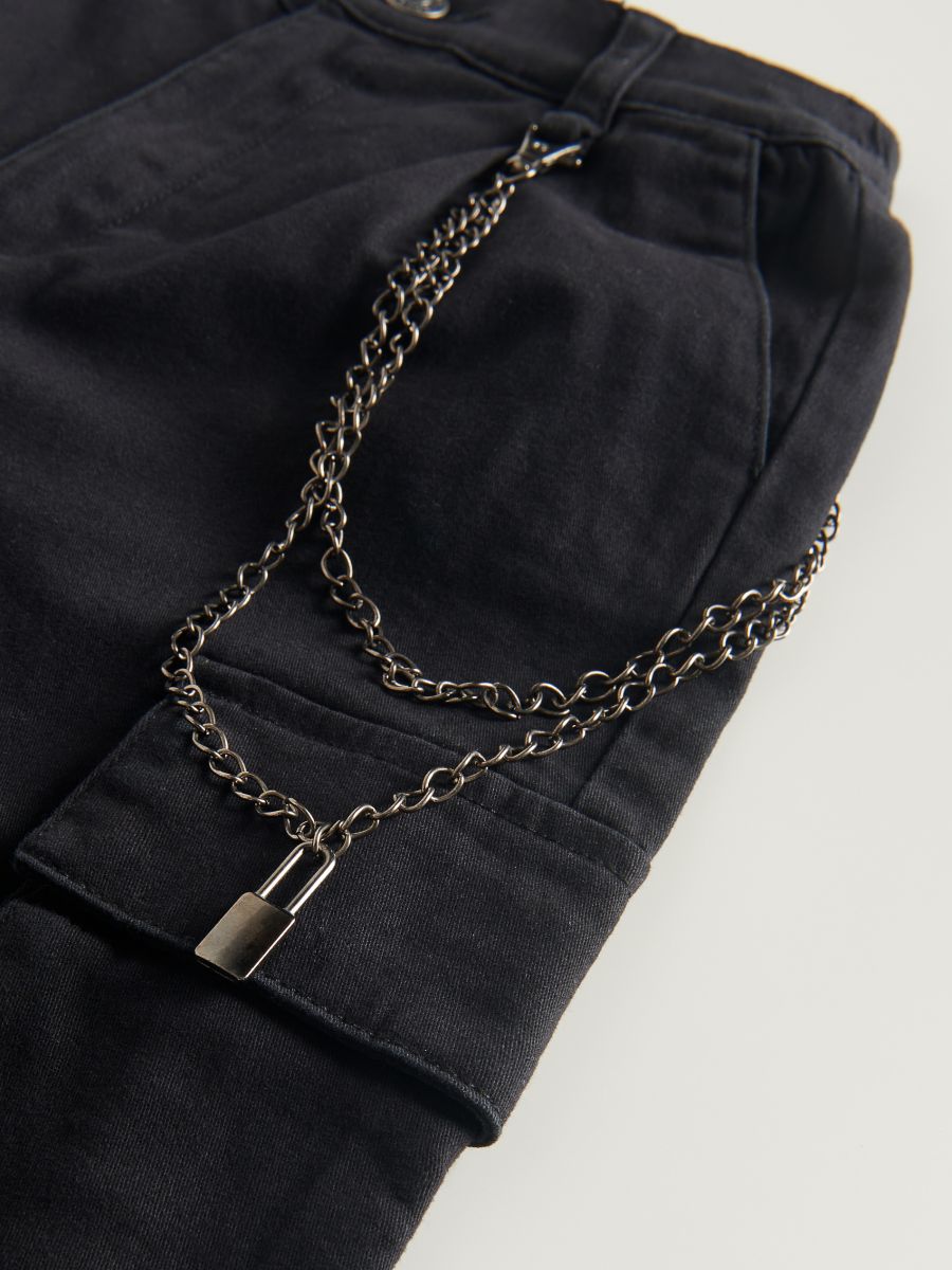 Cargo trousers with chain detail - black - RESERVED - 4