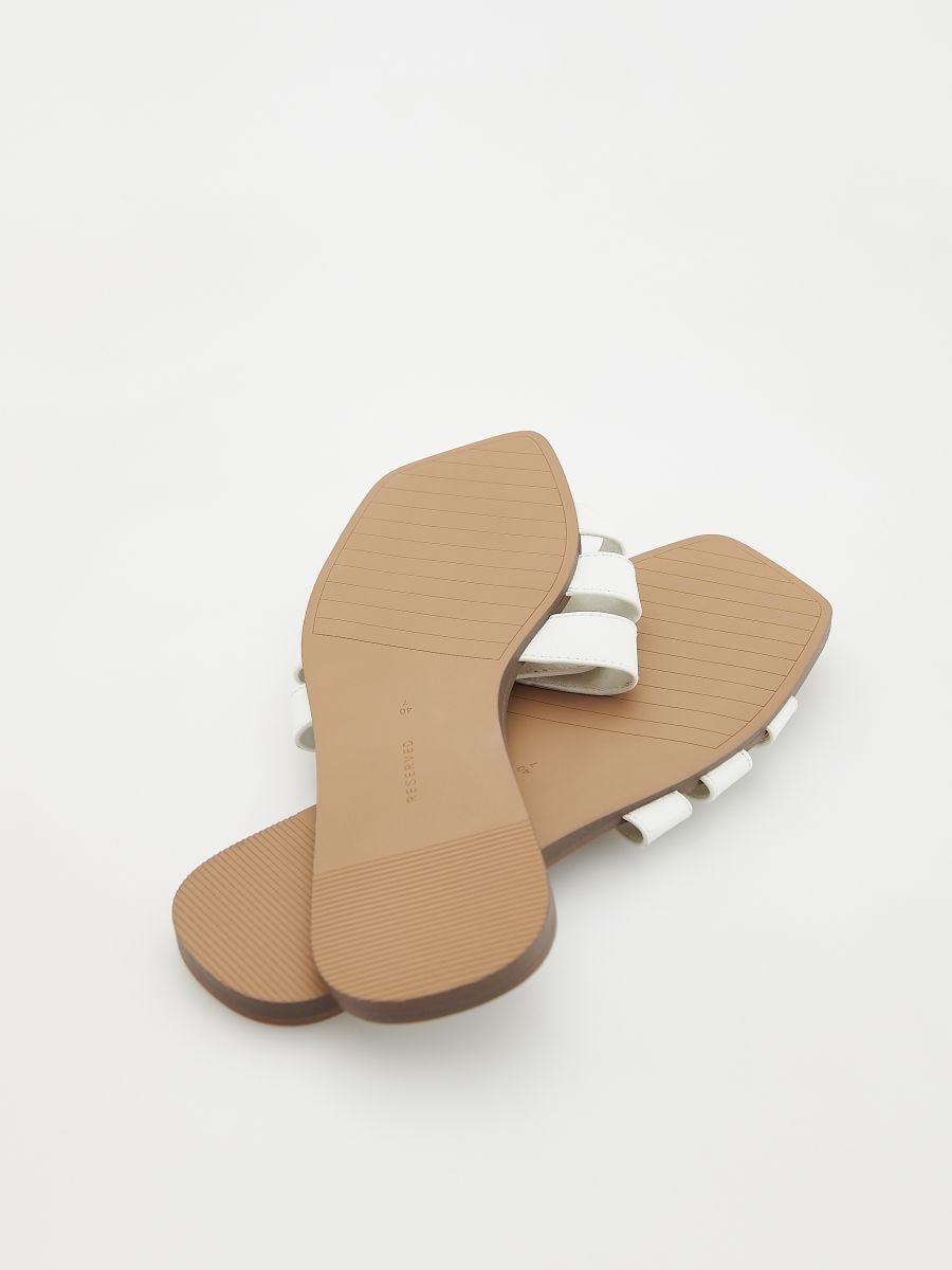 Sliders with leather rich straps - white - RESERVED - 7
