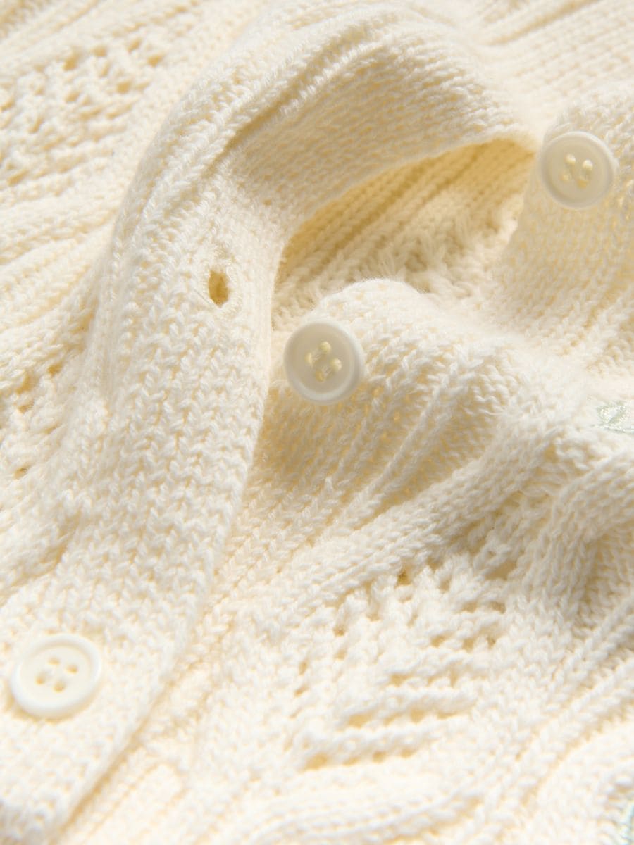 Embroidered openwork cardigan - cream - RESERVED - 3
