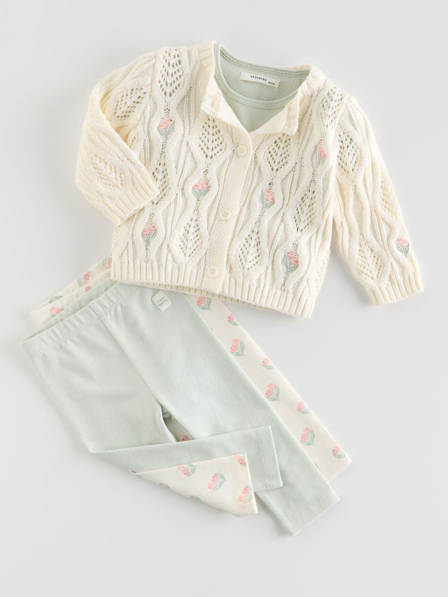 Embroidered openwork cardigan - cream - RESERVED - 2