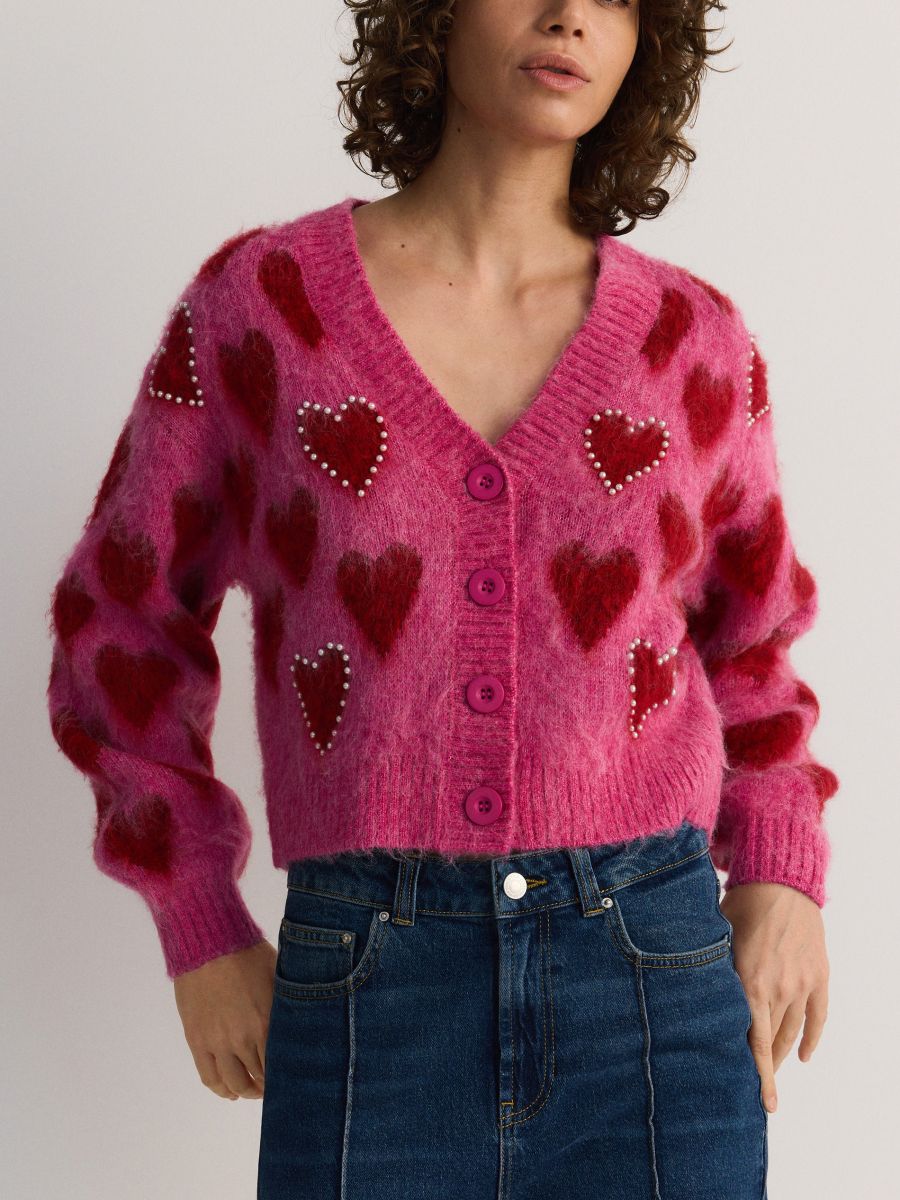 Jacquard cardigan with wool blend - multicolor - RESERVED - 3