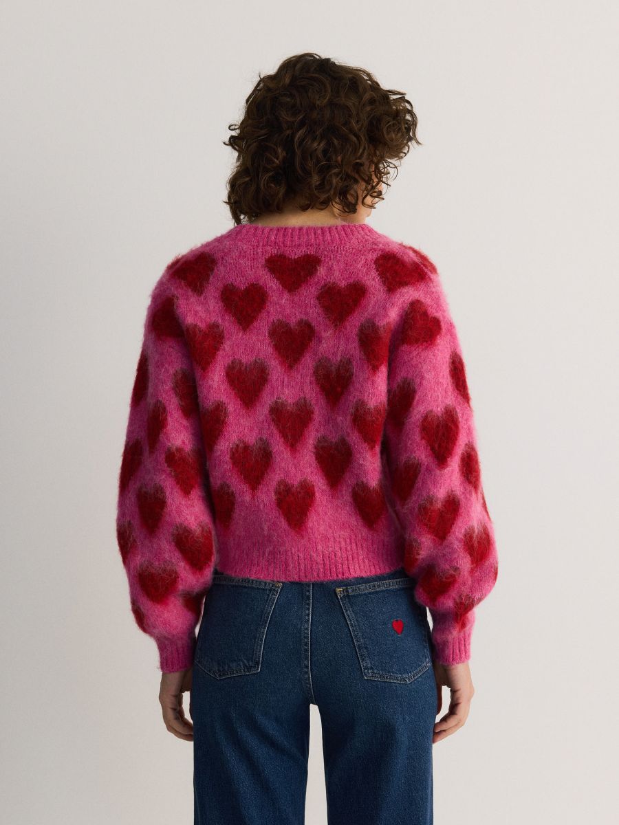Jacquard cardigan with wool blend - multicolor - RESERVED - 2