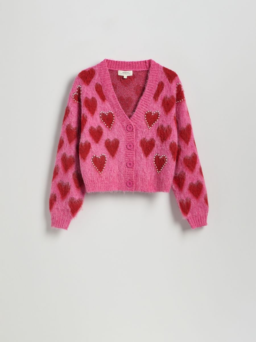 Jacquard cardigan with wool blend - multicolor - RESERVED - 5