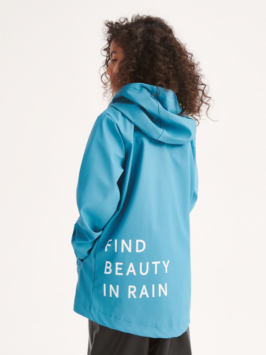 Rubberised coat with print - teal green - RESERVED - 7