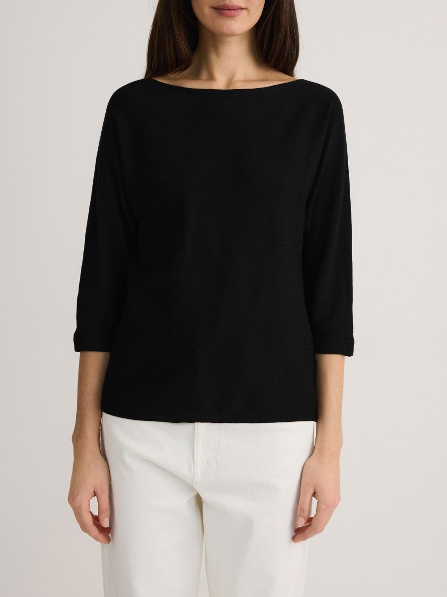 Bluse i viskoseblanding - sort - RESERVED - 2