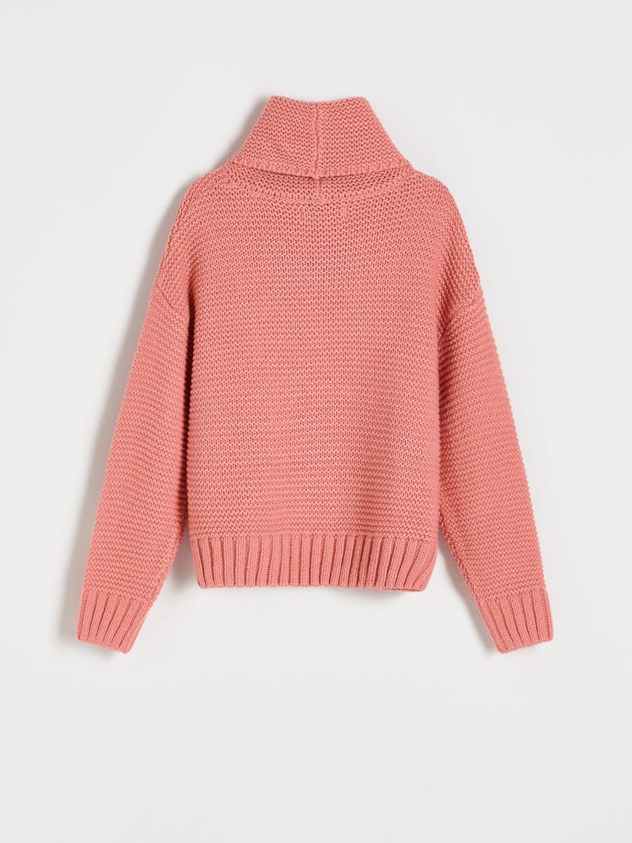 Pull à col roulé en tissu structuré - rose poudré - RESERVED - 4