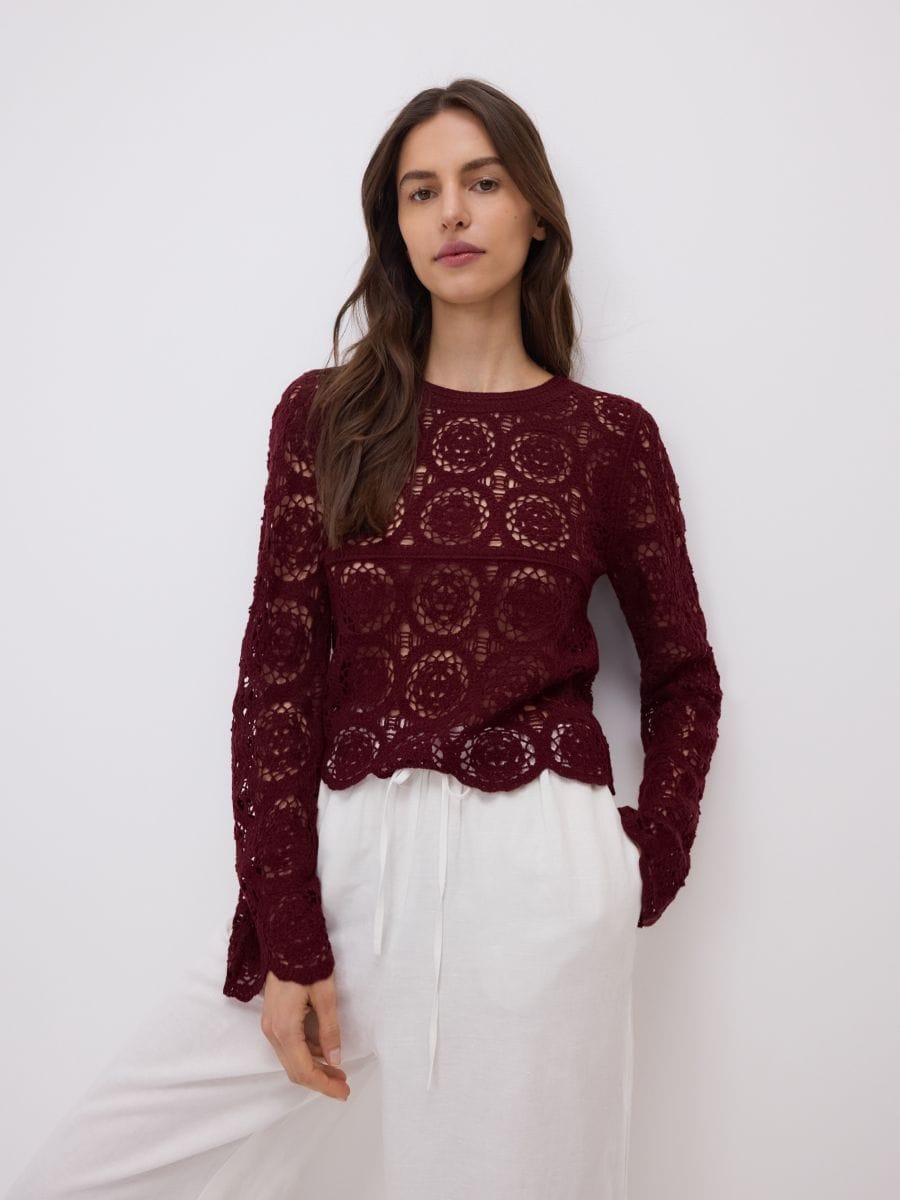 Openwork jumper - burgundy - RESERVED - 3