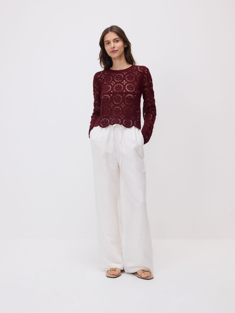Openwork jumper - burgundy - RESERVED - 4