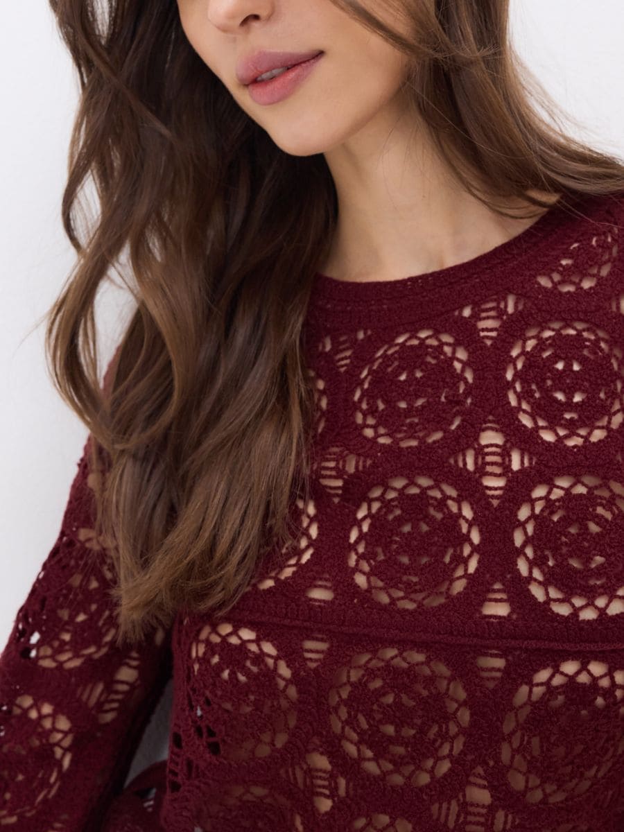 Openwork jumper - burgundy - RESERVED - 5