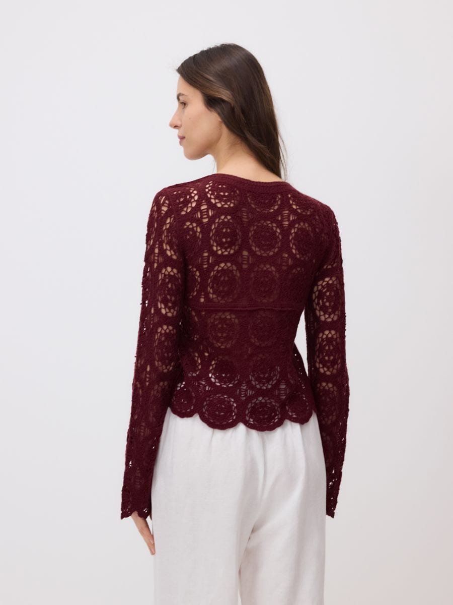 Openwork jumper - burgundy - RESERVED - 2