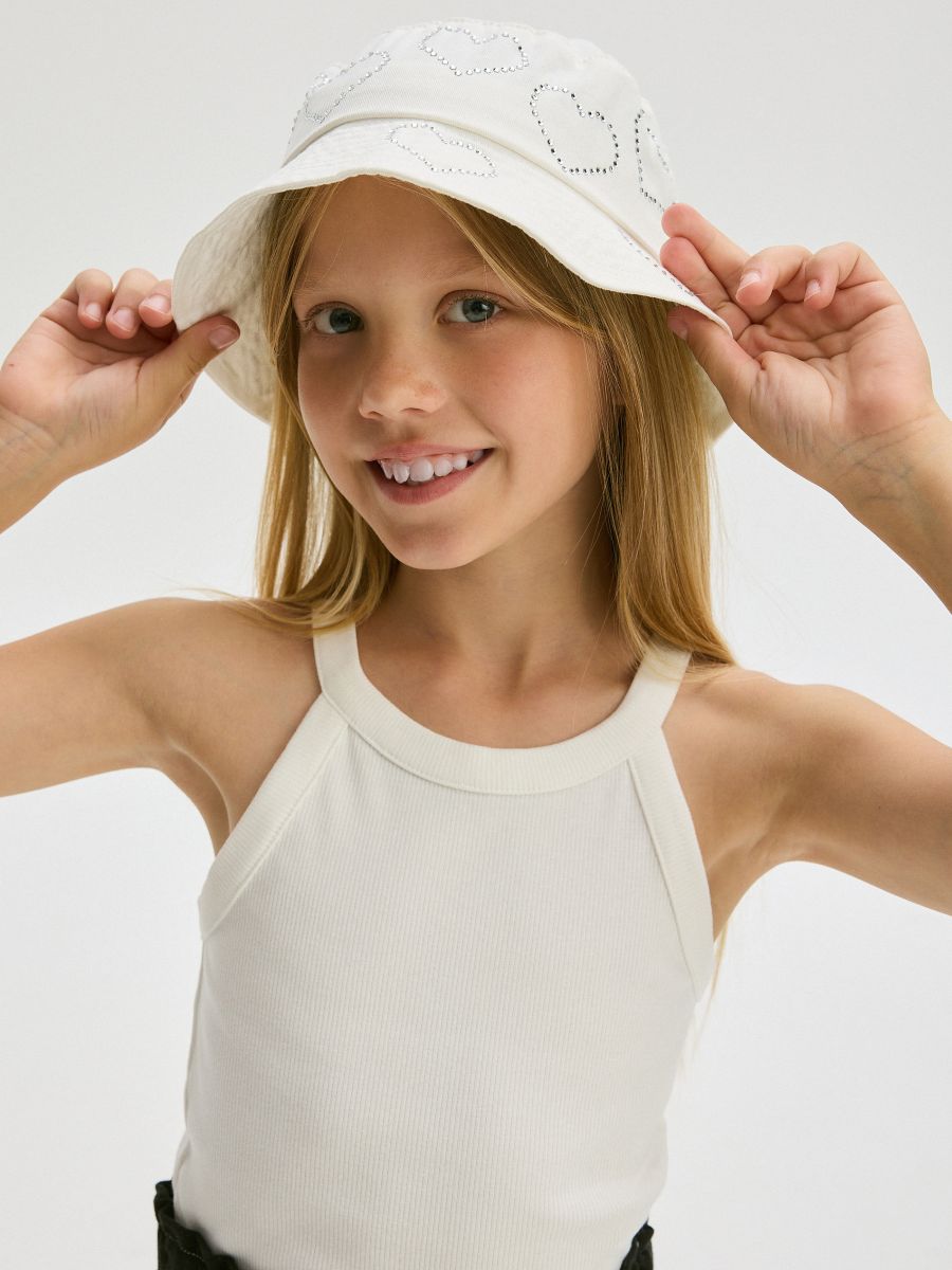 Bucket hat with appliqués - white - RESERVED - 4