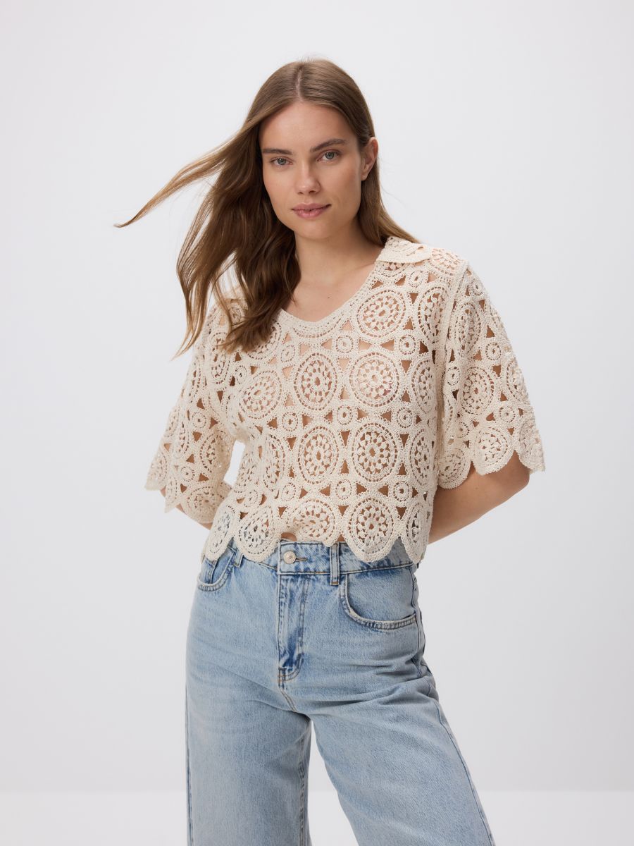 Openwork jumper - cream - RESERVED