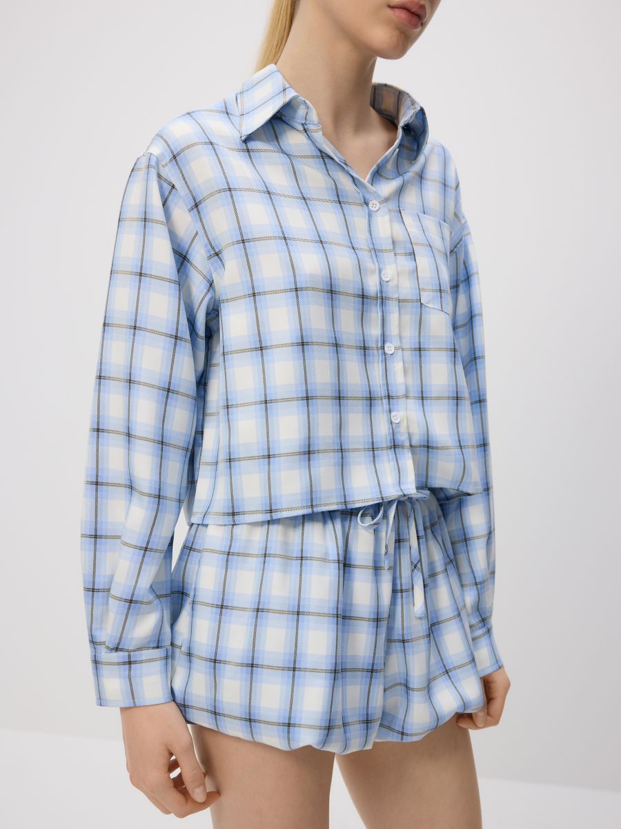 Ballonshorts mit Karomuster - blassblau - RESERVED