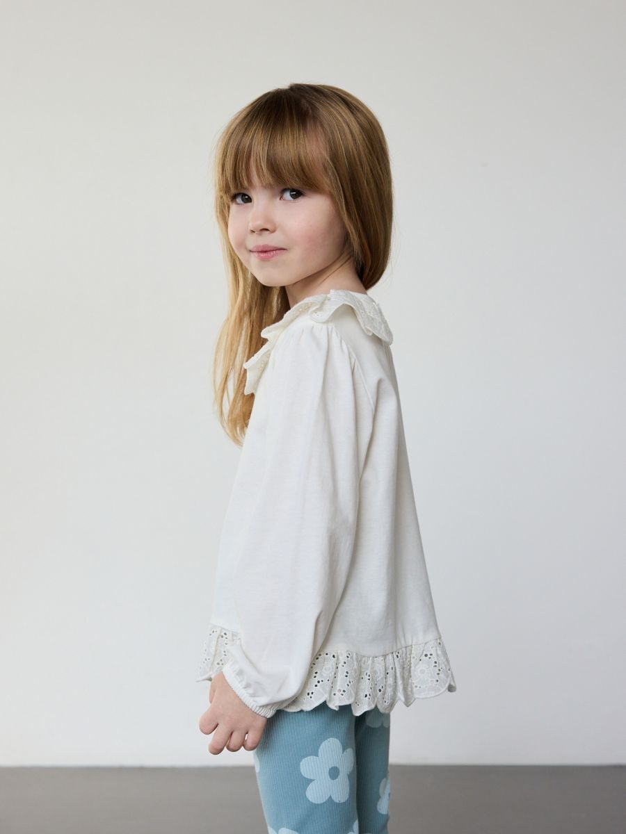Blouse with decorative frill - cream - RESERVED - 7