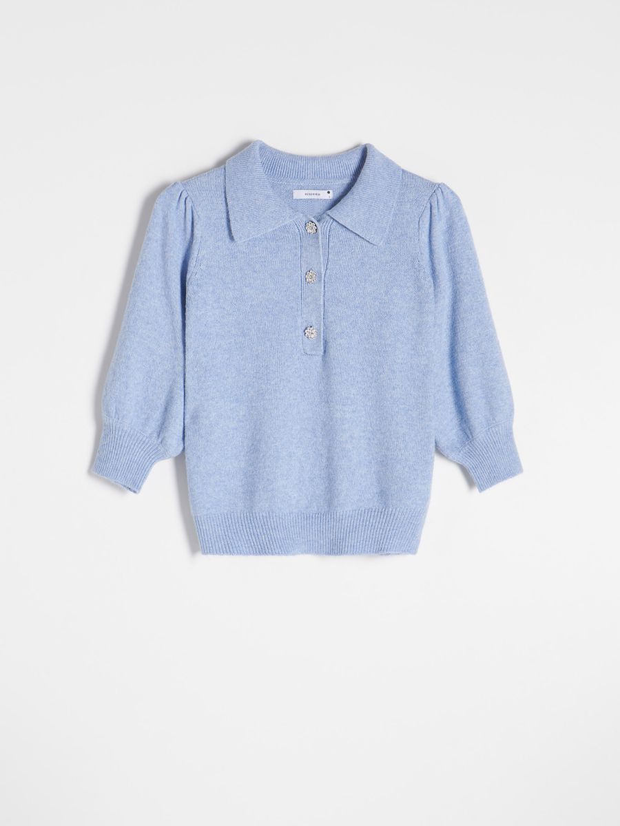Jumper with collar - light blue - RESERVED - 3