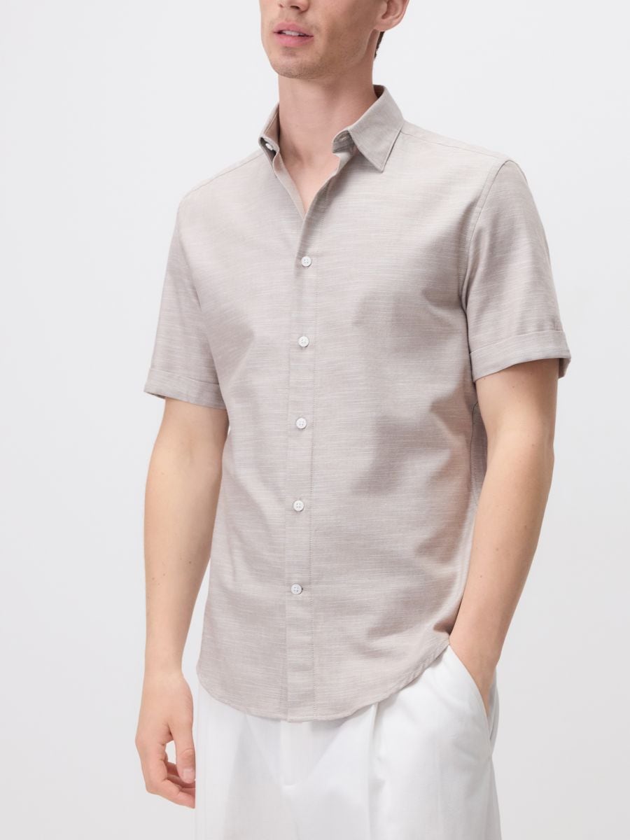 Camicia a taglio standard in misto cotone - caffè - RESERVED - 5
