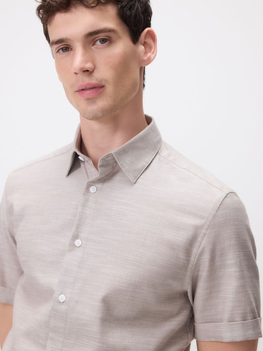 Camicia a taglio standard in misto cotone - caffè - RESERVED - 3