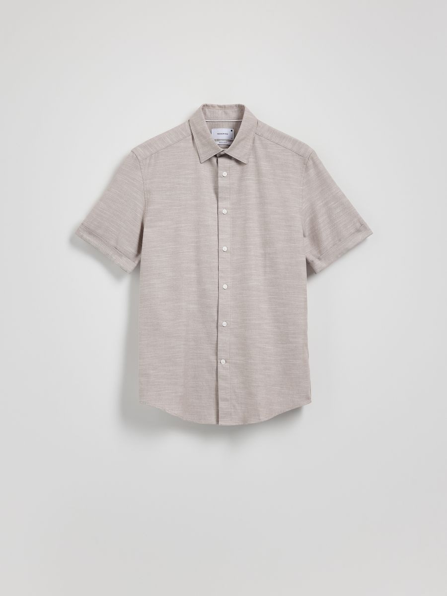 Camicia a taglio standard in misto cotone - caffè - RESERVED - 6