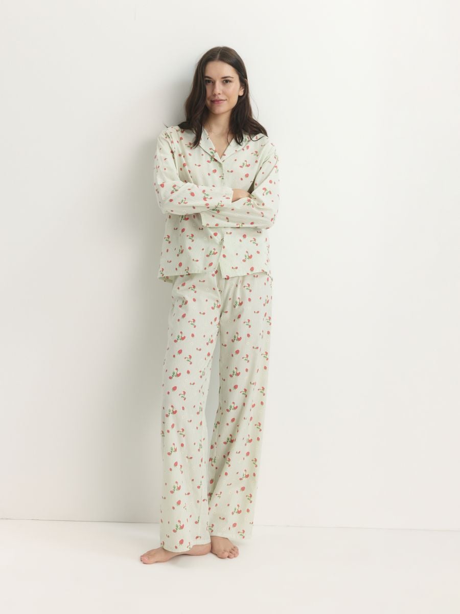 Randig tvådelad pyjamas - MINTGRÖN - RESERVED