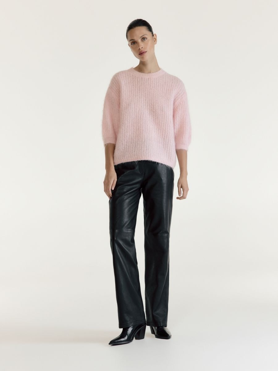 Pulover iz mešanice volne - pastelno roza - RESERVED