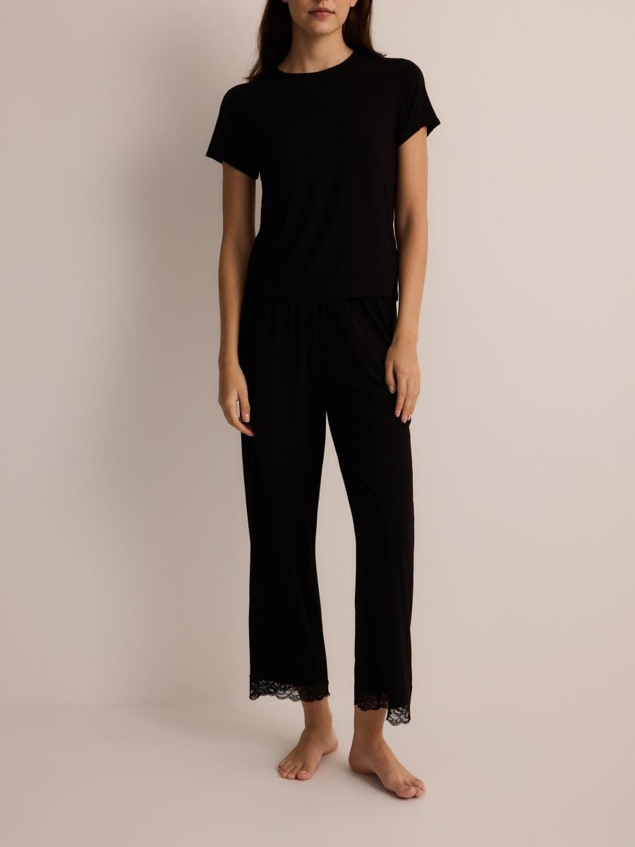 Two piece viscose pyjama set - black - RESERVED - 4