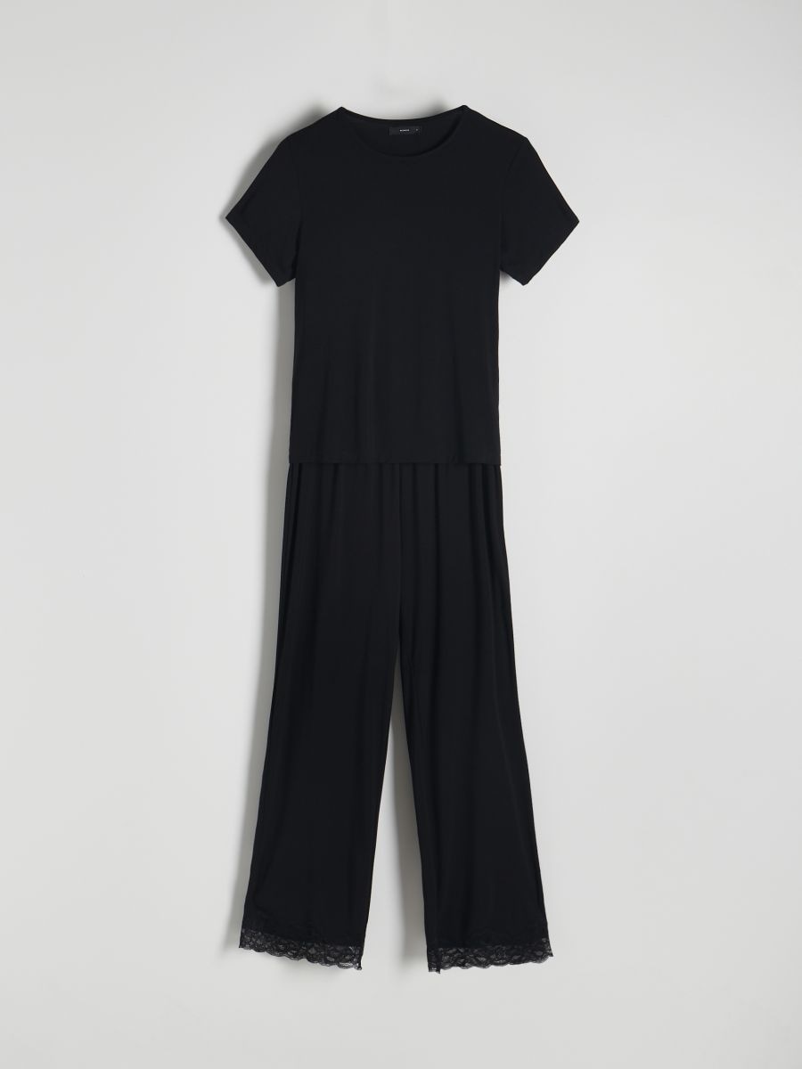 Two piece viscose pyjama set - black - RESERVED - 6