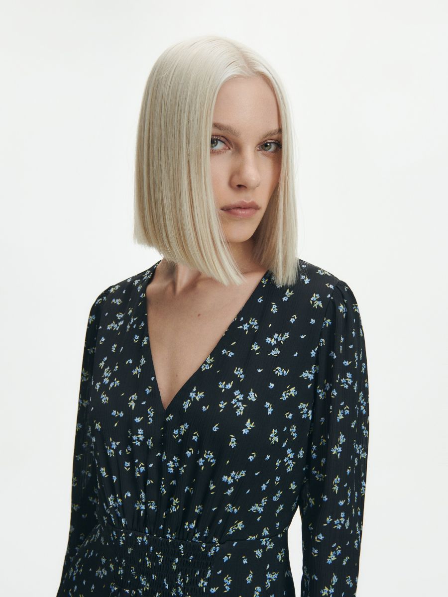 Gemustertes Kleid - schwarz - RESERVED - 2