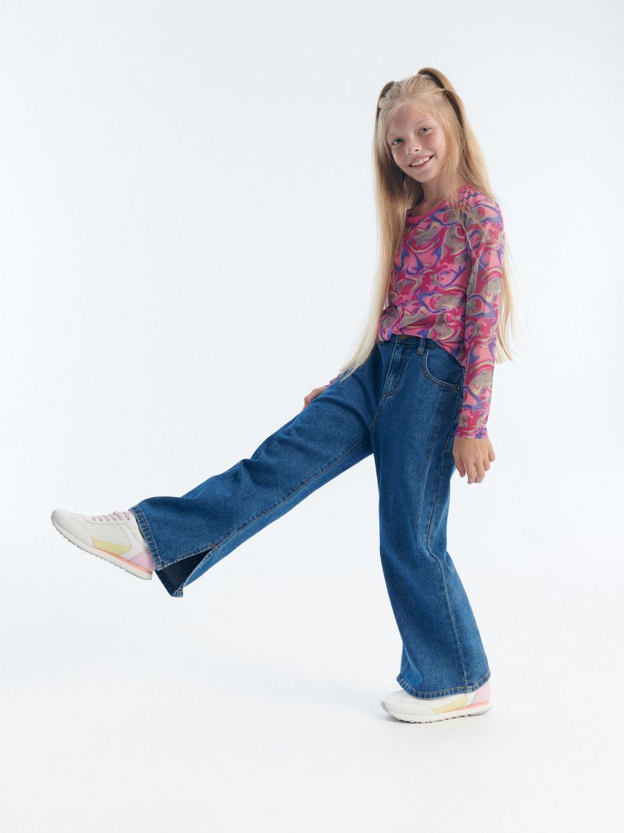 Mango Mädchen Kleidung Hosen & Jeans Jeans Wideleg-Jeans mit hohem Bund 