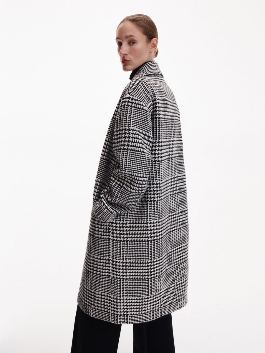 Houndstooth-mustriline kaherealine mantel PREMIUM - mitmevärviline - RESERVED - 4