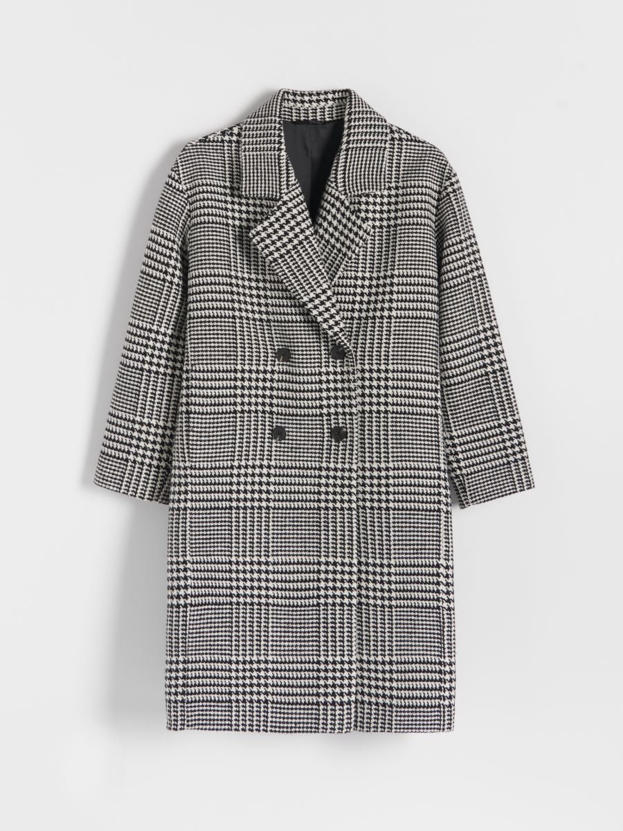 Houndstooth-mustriline kaherealine mantel PREMIUM - mitmevärviline - RESERVED - 7