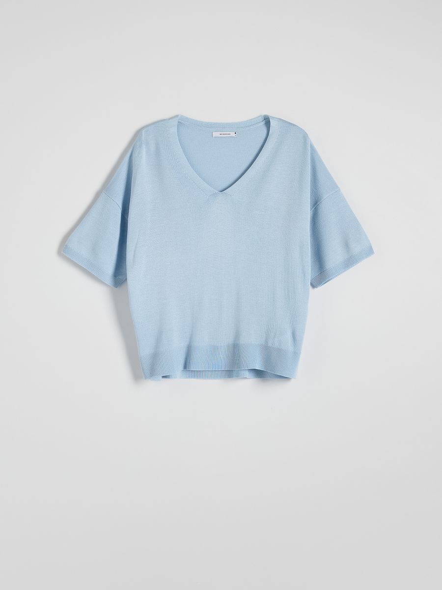 Bluzka z wiskozą - jasnoniebieski - RESERVED