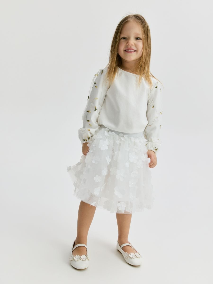 Bluse mit gestickten Ärmeln - creme - RESERVED - 3
