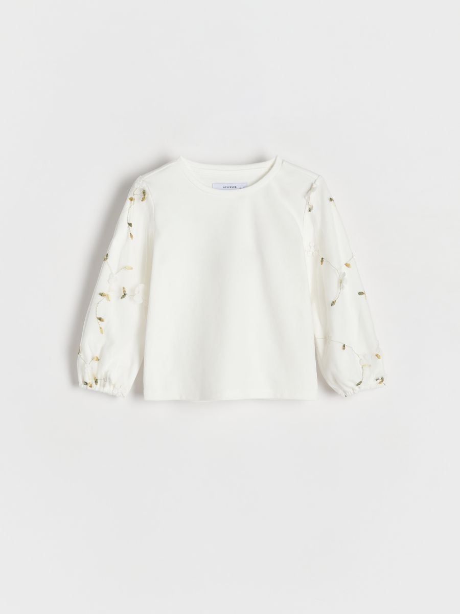 Bluse mit gestickten Ärmeln - creme - RESERVED - 2