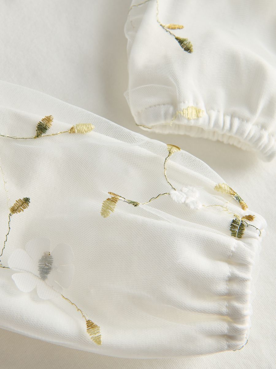 Blouse met geborduurde mouwen - CRÈME - RESERVED - 4