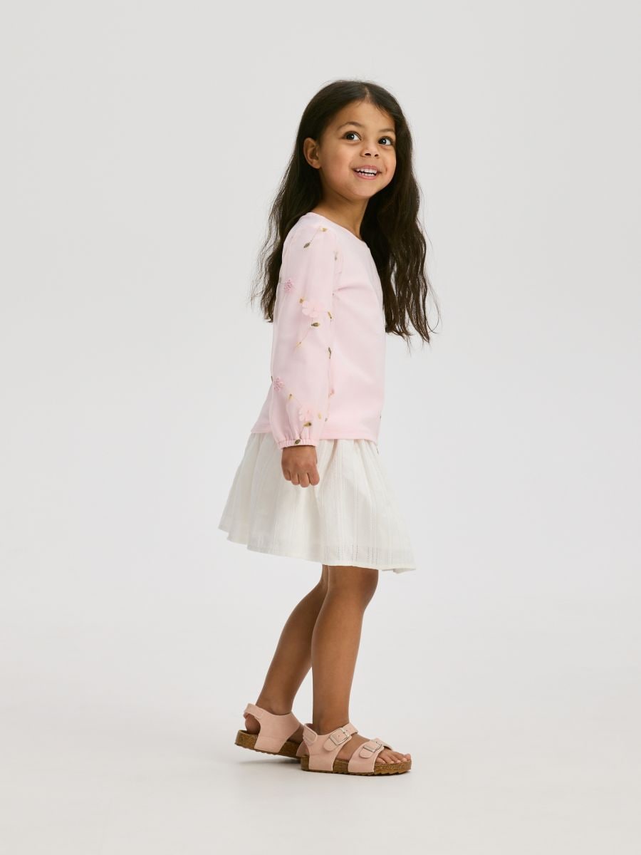 Bluse mit gestickten Ärmeln - pastellrosa - RESERVED - 3