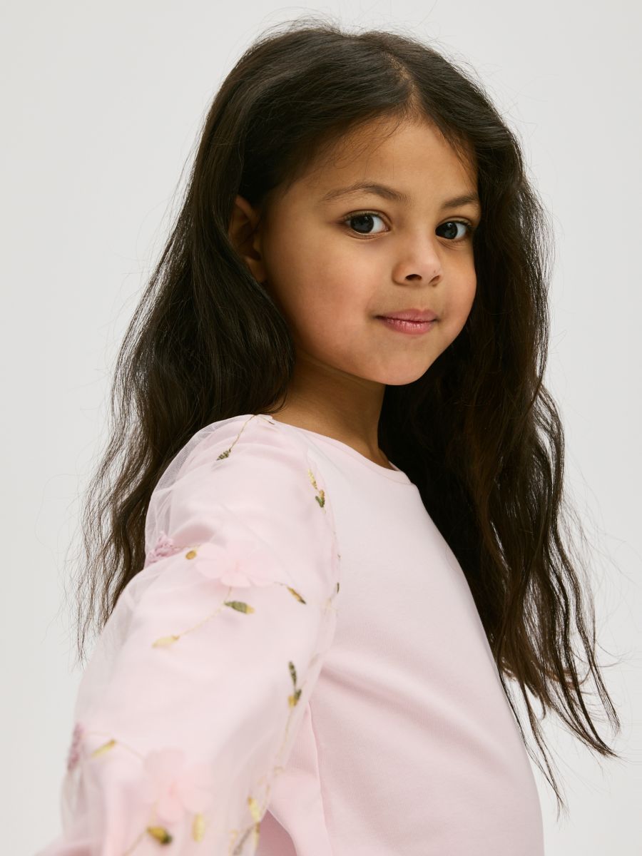 Bluse mit gestickten Ärmeln - pastellrosa - RESERVED - 4