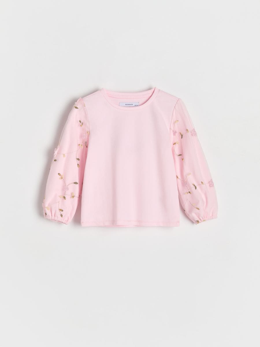 Blouse with embroidered sleeves - pastel pink - RESERVED - 3