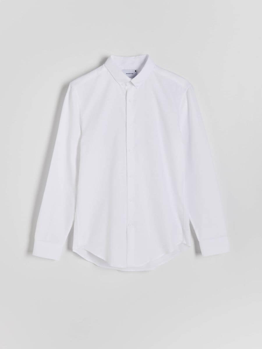 Regular fit cotton shirt - white - RESERVED