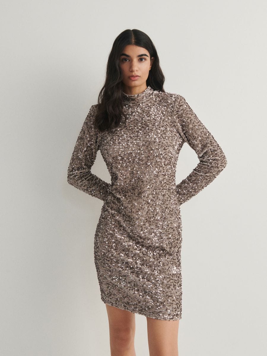 Sequin mini dress - beige - RESERVED - 2