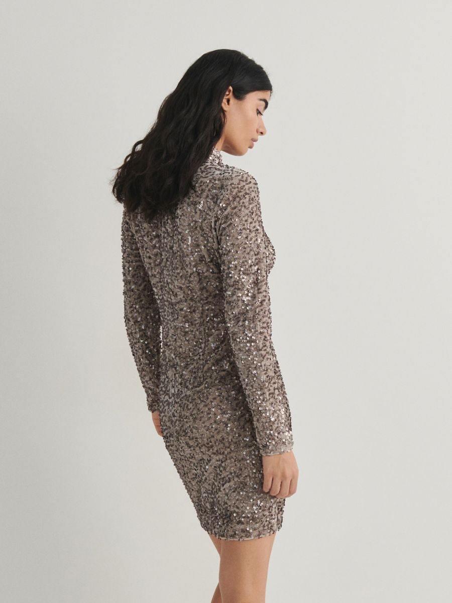 Sequin mini dress - beige - RESERVED - 4