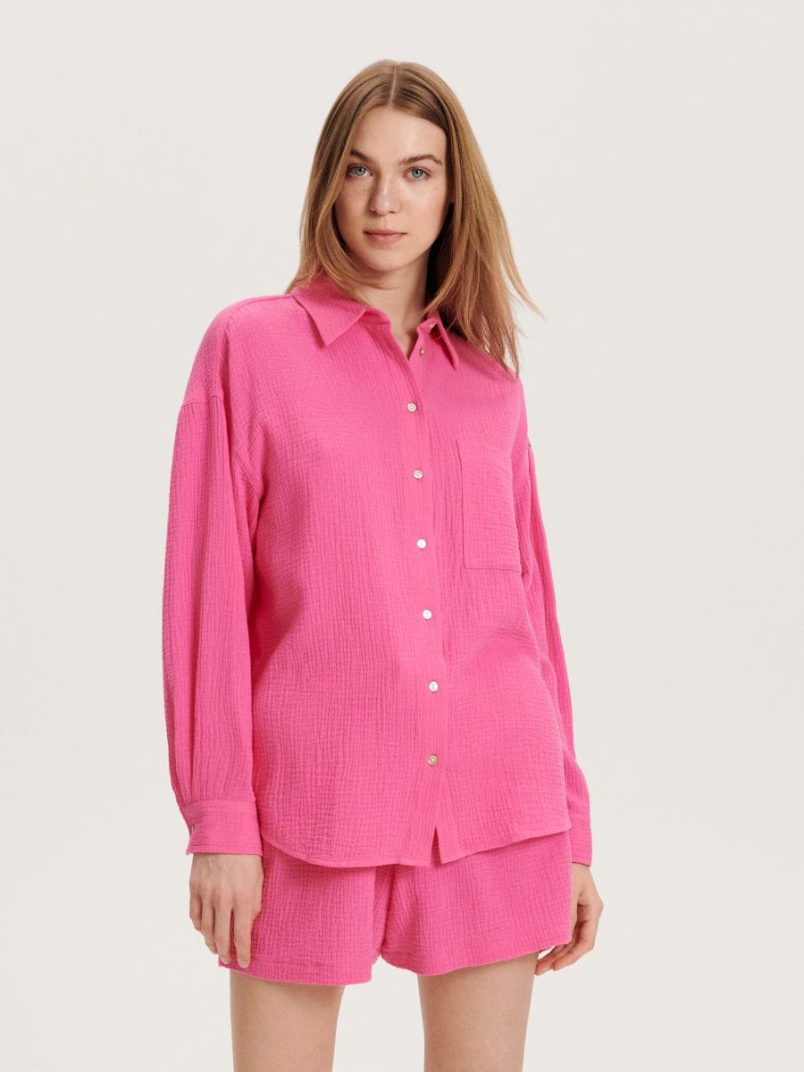 Πουκάμισο oversize - ΕΝΤΟΝΟ ΡΟΖ - RESERVED - 3