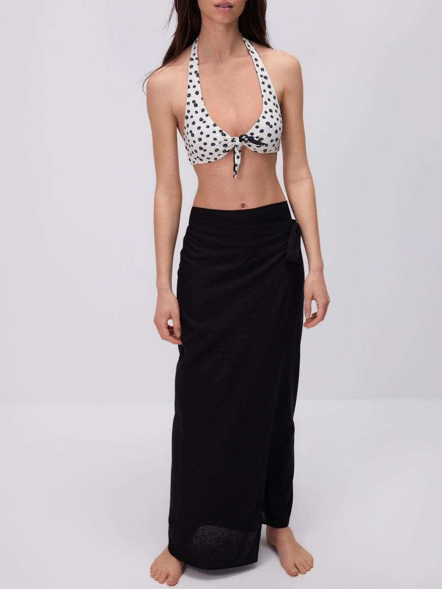 Sarong cu adaos de in - negru - RESERVED