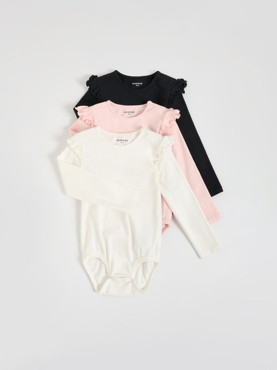 Bawełniane body 3 pack - złamana biel - RESERVED