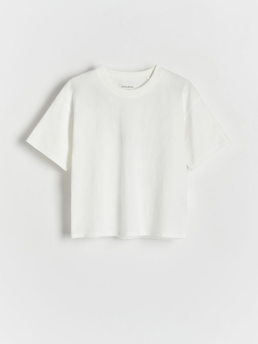 Cotton T-shirt - cream - RESERVED