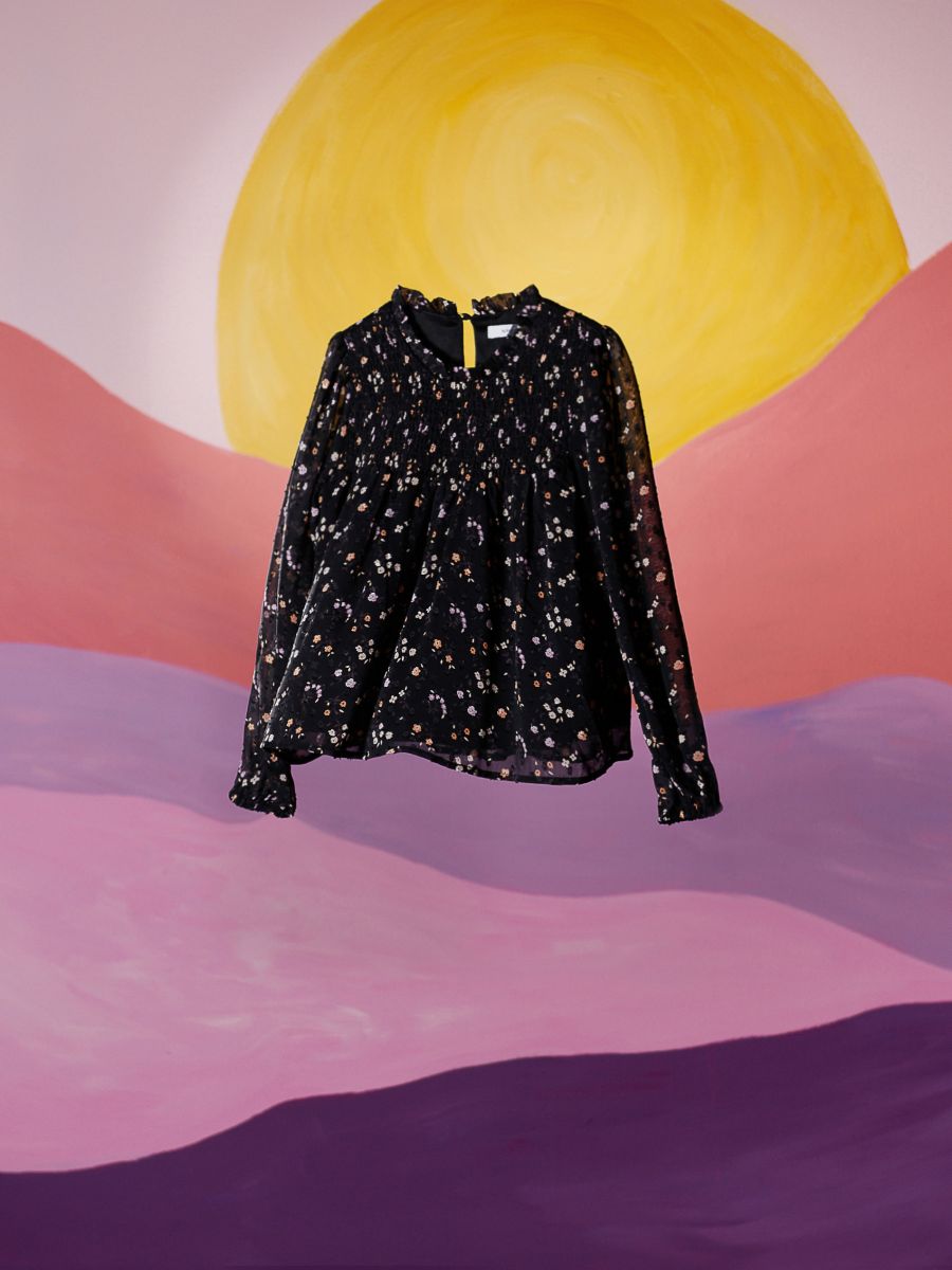 Bluse mit Blumenprint - schwarz - RESERVED - 3