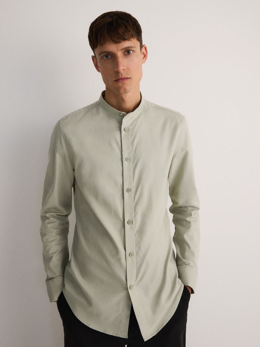 Slim fit Oxford cotton shirt - pale green - RESERVED