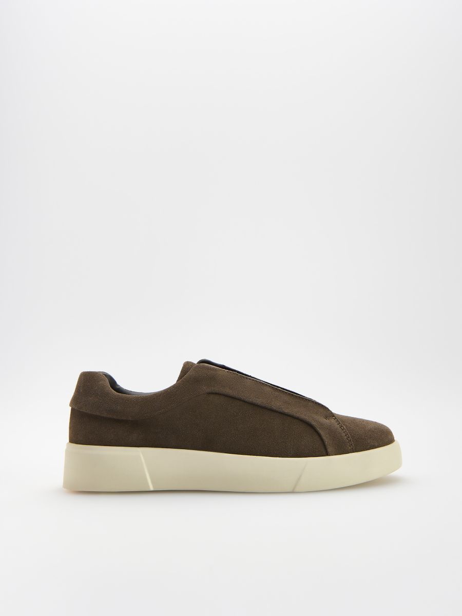 Læderrige sneakers - brun - RESERVED