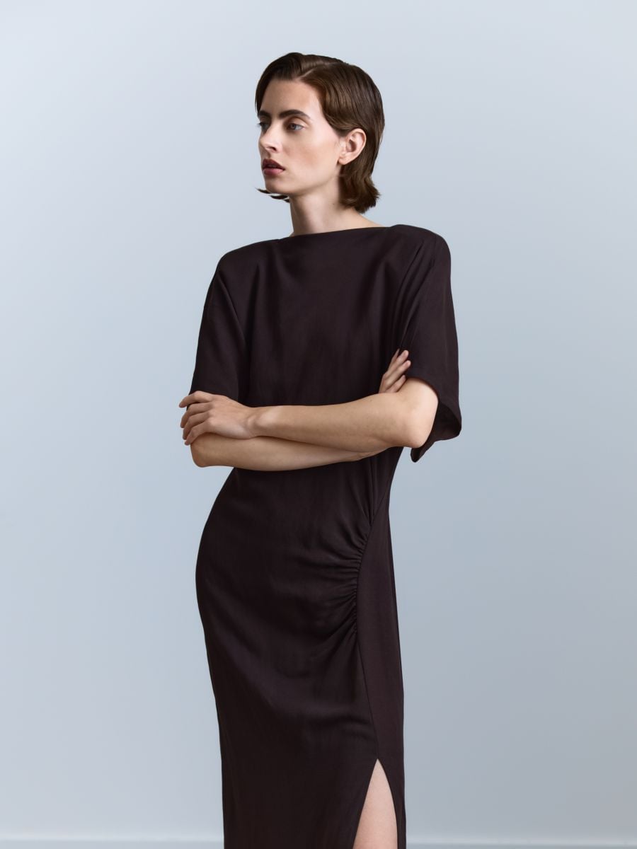 Viscose rich dress - brown - RESERVED