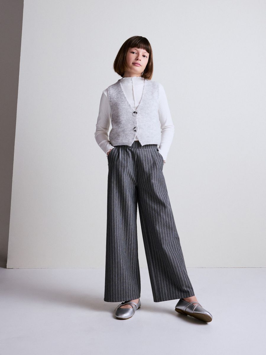 Wide-cut Pull-on Pants - Black/striped - Ladies | H&M CA